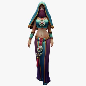 Veiled girl vendor woman 3D