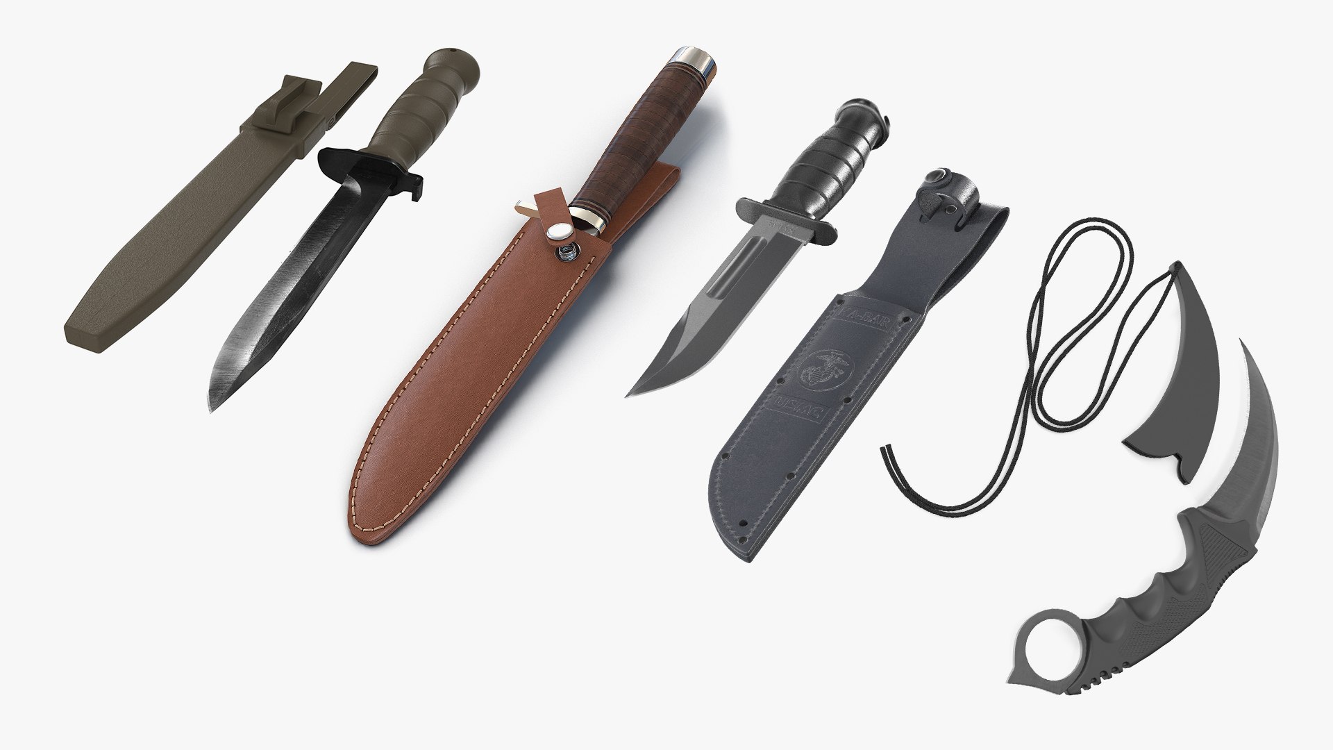 3D Knives with Sheath Collection 2 https://p.turbosquid.com/ts-thumb/Tm/y7ZI2x/ce/e4npbksdyqscz7ec_knives_with_sheath_collection_2_001/jpg/1690361570/1920x1080/fit_q87/83ad584917409d510c16d1690f58a479d78b762b/e4npbksdyqscz7ec_knives_with_sheath_collection_2_001.jpg