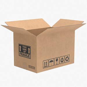 3D Cardboard Box 3 Open V1