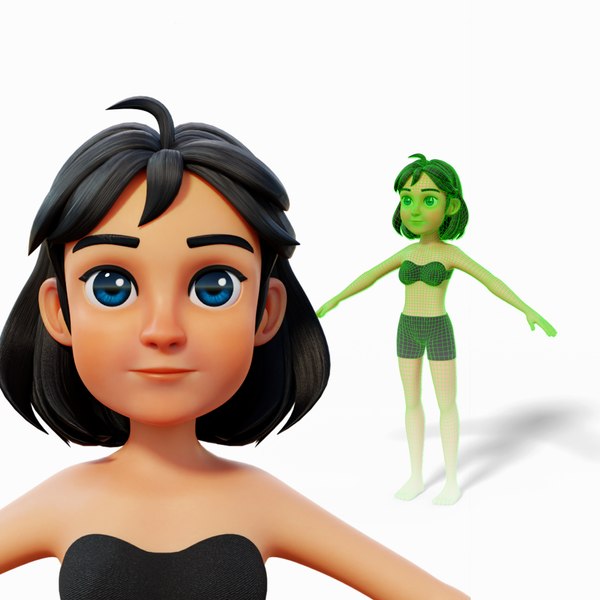 3D Cartoon Base Mesh Teen Female