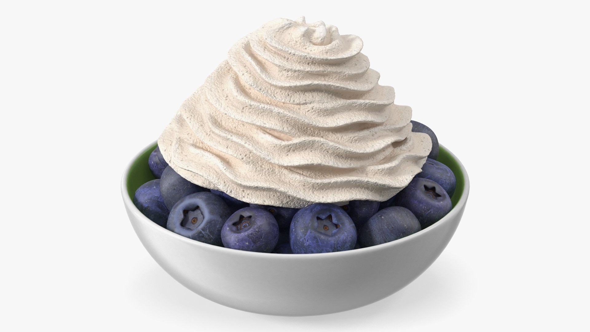 Blueberries in Bowl with Whipped Cream 3D model preview