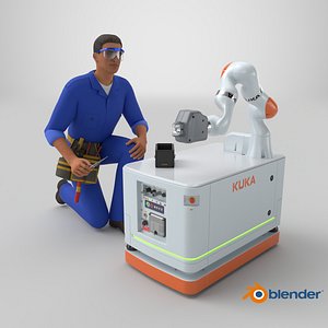 Engineer Repairing Robot KUKA KMR Iiwa model