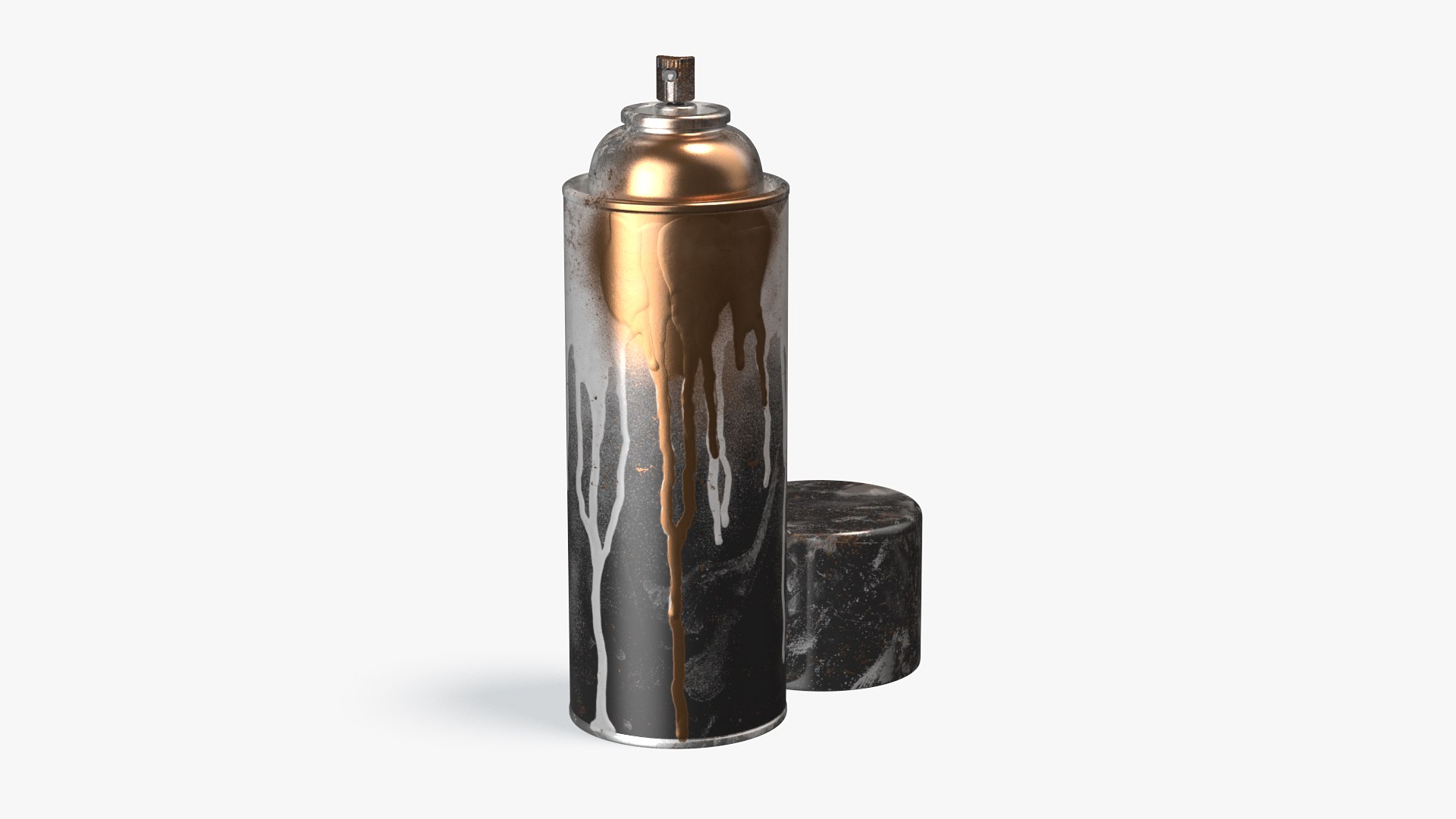Used Cans of Spray Paint Black 3D model preview