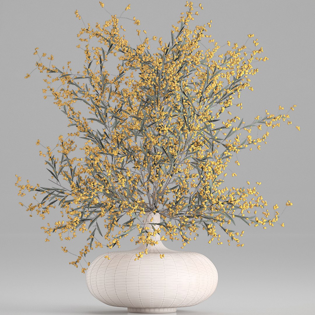 3D Decorative Branches Vase Yellow - TurboSquid 1561429