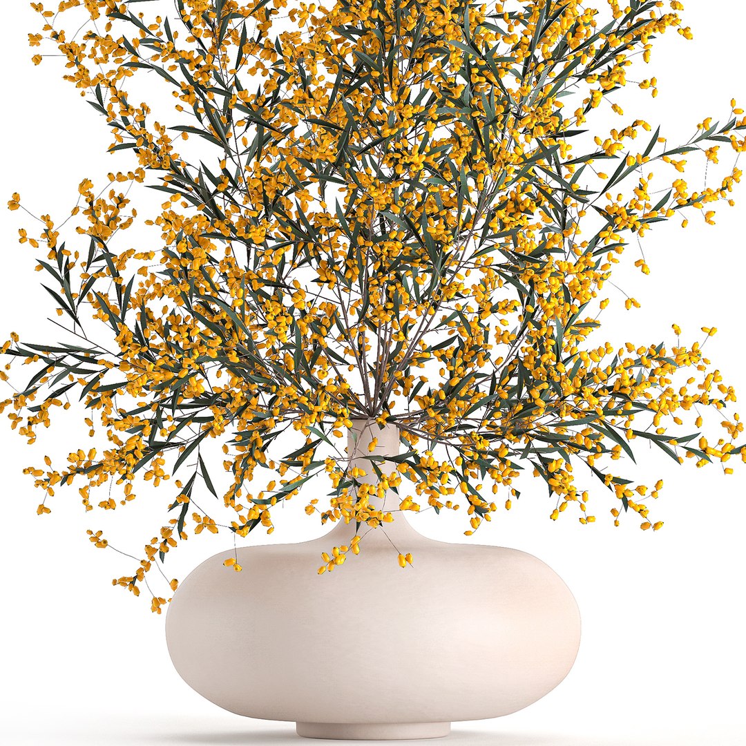 3D Decorative Branches Vase Yellow - TurboSquid 1561429