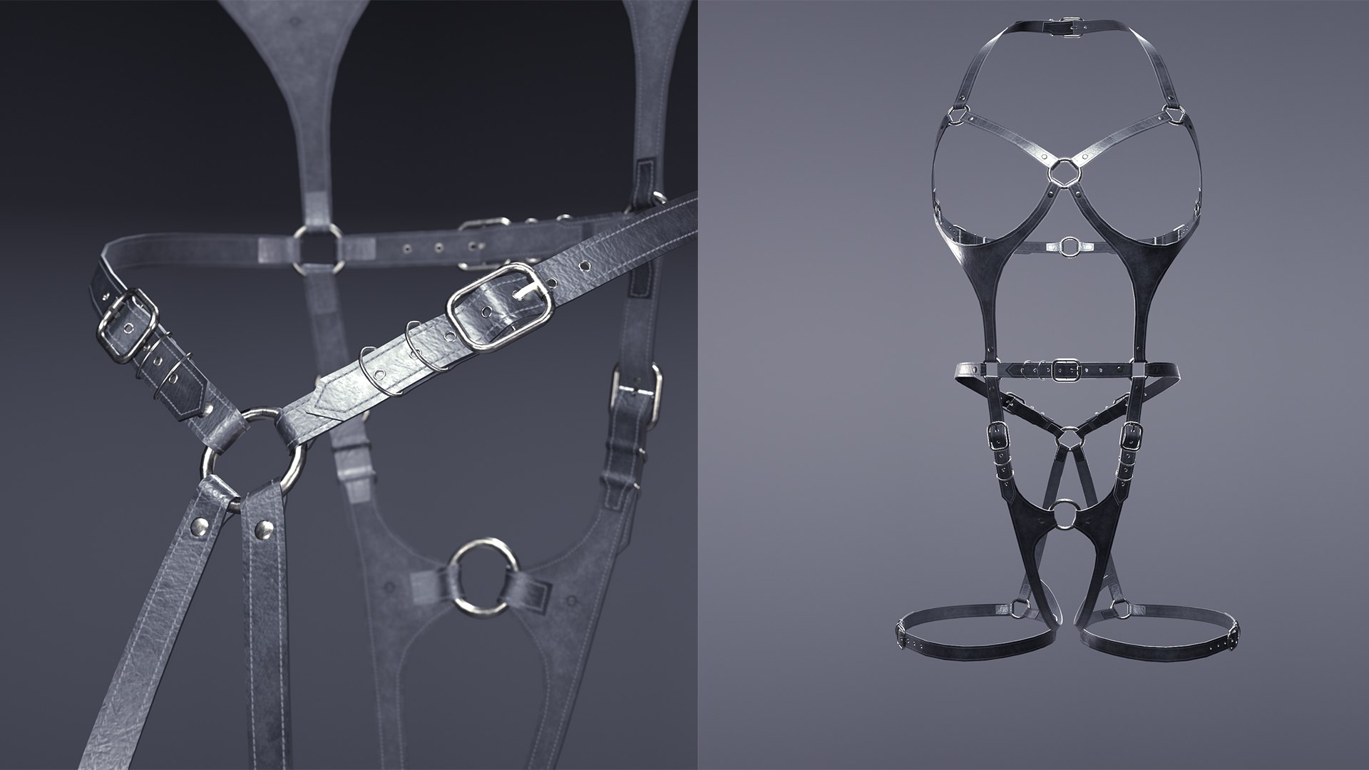 modèle 3D de Ensemble de bondage bdsm avec harnais portupeya en cuir cinq -  TurboSquid 1861121