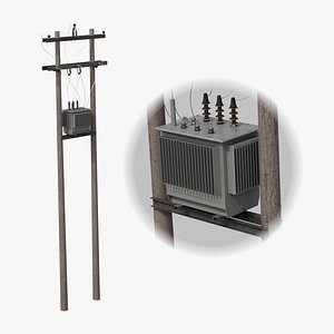 Utility Pole - Composite H-Frame with Transformer
