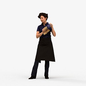 00165Lynn006 - Adult Caucasian woman waiting in hospitality setting wearing autumn or spring attire 3D