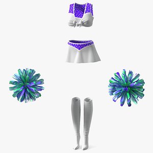 Purple Cheerleader Outfit with Pom Pom