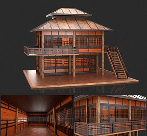 3D Medieval Fantasy House 07 with interior and exterior