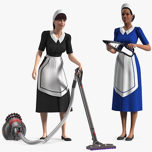 Rigged Housekeeping Maids Collection for Maya 3D