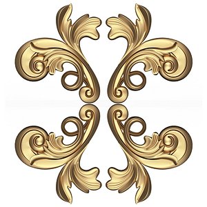 Carved Flower Decor 05 3D