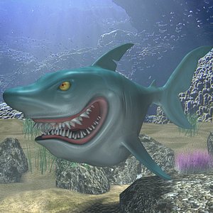 cartoon shark rigged animation 3d model