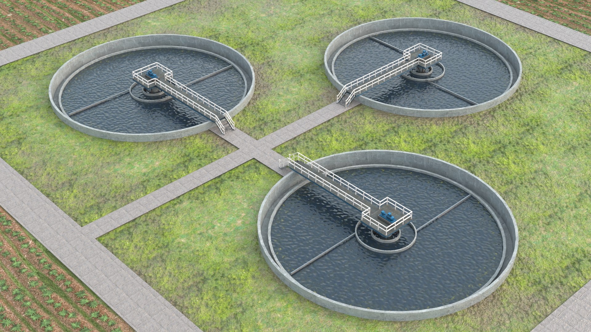 3D Model Waste Water Clarifiers PBR - TurboSquid 2249500