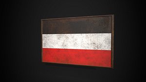 3D model Old Picture Frame With North German Union  Flag - Game Ready PBR Low-poly 3D Model