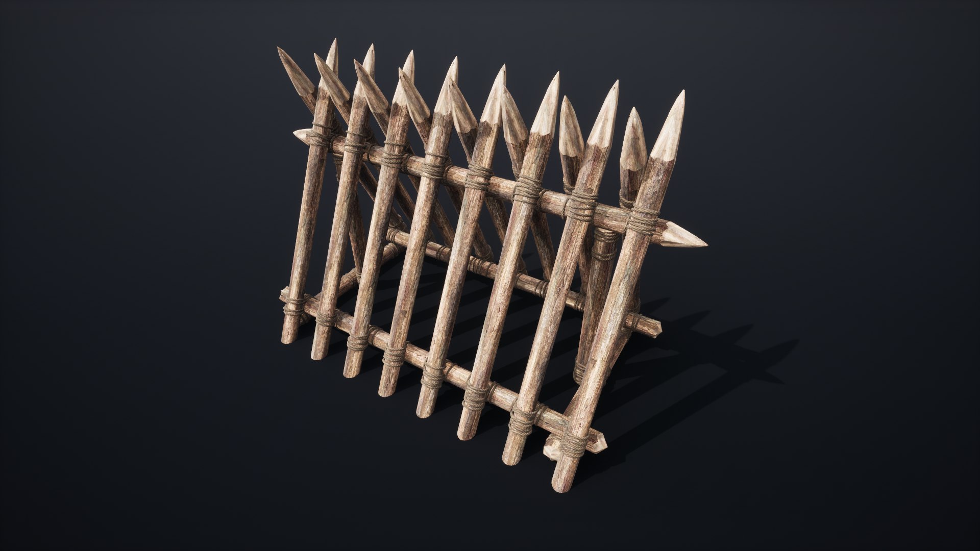 3d Palisade Wall Barrier Barricade Dam Wooden Medieval Village Fort 