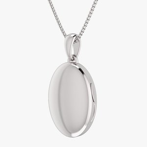 Simple Oval Locket Pendant Necklace 3D model