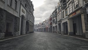 Chinese arcade streets shophouse Buildings kit