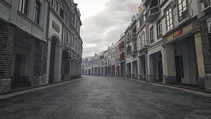 Chinese arcade streets shophouse Buildings kit