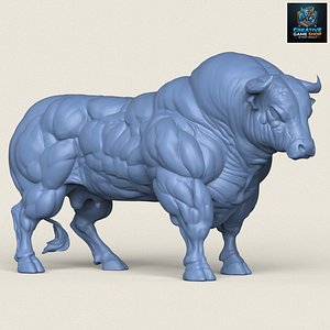 3D Muscular Bison Bull Print Ready 3D Model model
