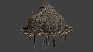 3D prehistoric wooden house