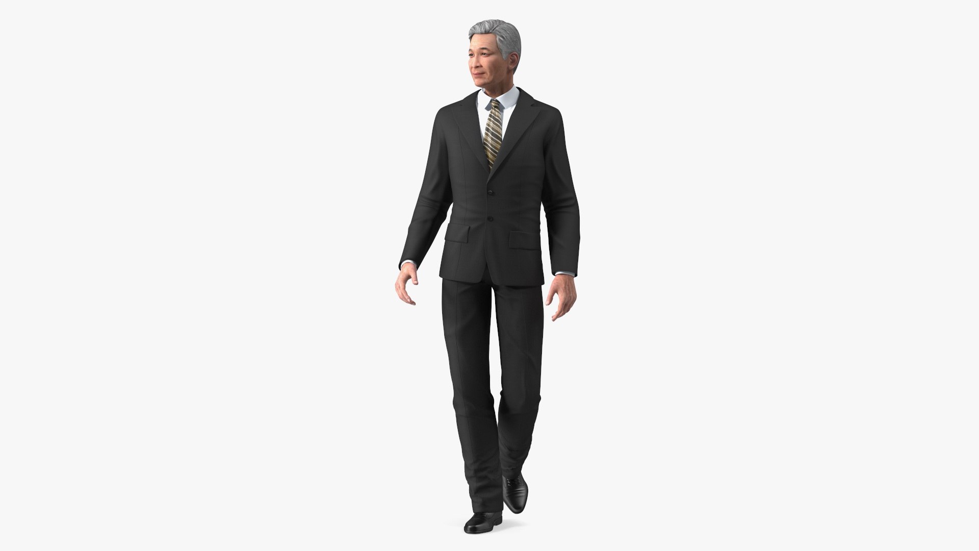 Senior Chinese Businessman Walking 3D model preview