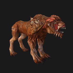 monster dog rigged skin 3d model