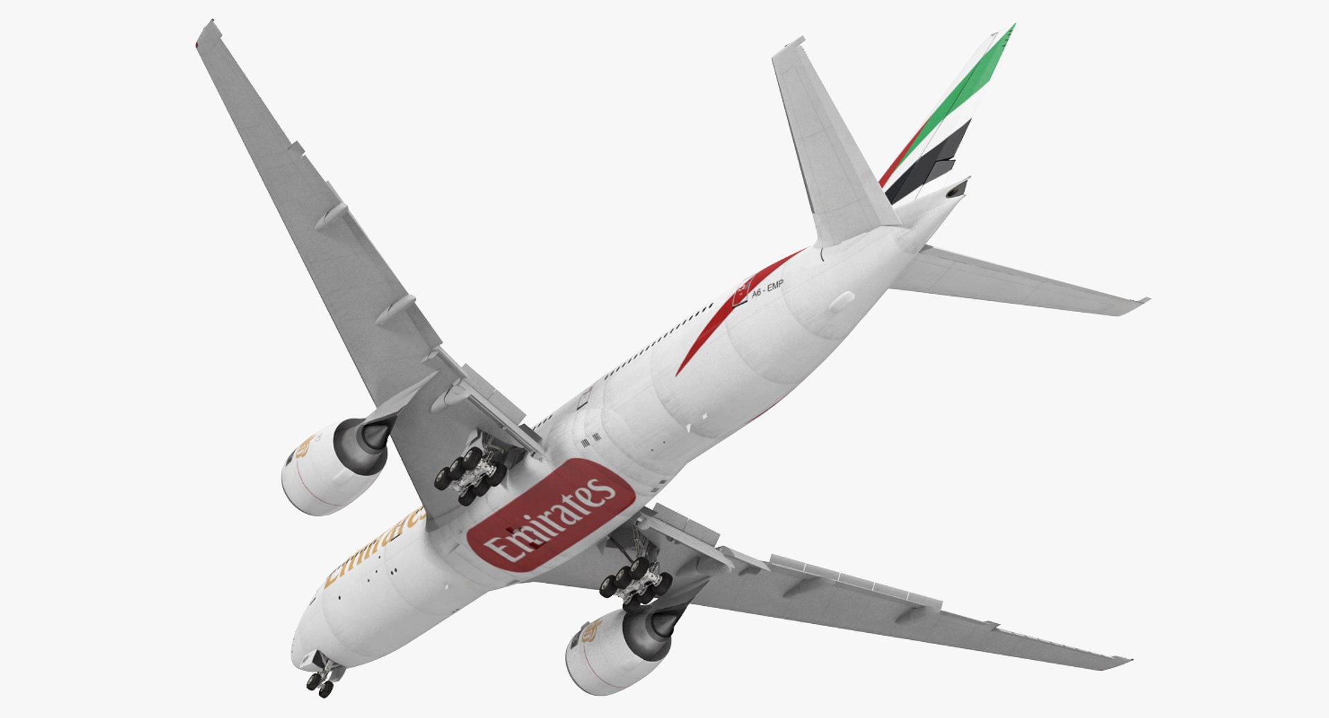 Boeing 777 200ER Emirates Airlines Rigged 3D Model 3D model preview