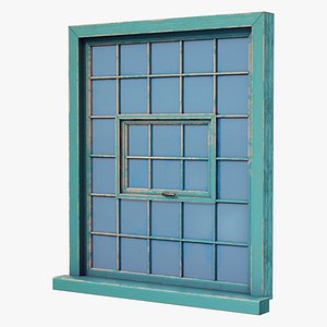 3D Window Wooden Vintage model