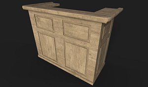 3D wooden bar counter pbr