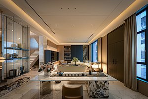 Modern living room dining room interior
