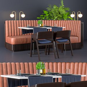 orange restaurant table 3D
