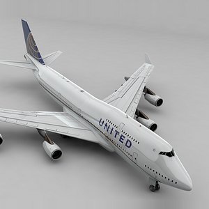 boeing 747 united airlines 3D model