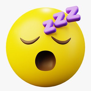 3D Sleeping Yellow Ball Emoticon Emoji or Smiley