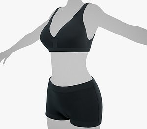 Female Black Bra and Underwear