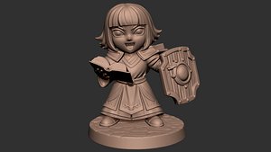 3D Divine Scholar Chibi Fantasy Cleric 3D Printable