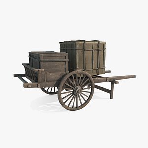 3D Ancient handcart for groceries