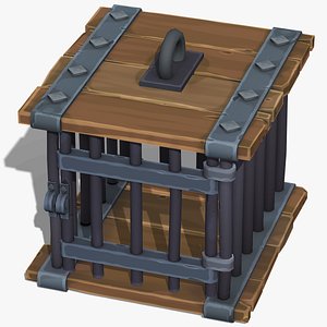 3D Stylized Wooden Cage - PBR Game Ready model