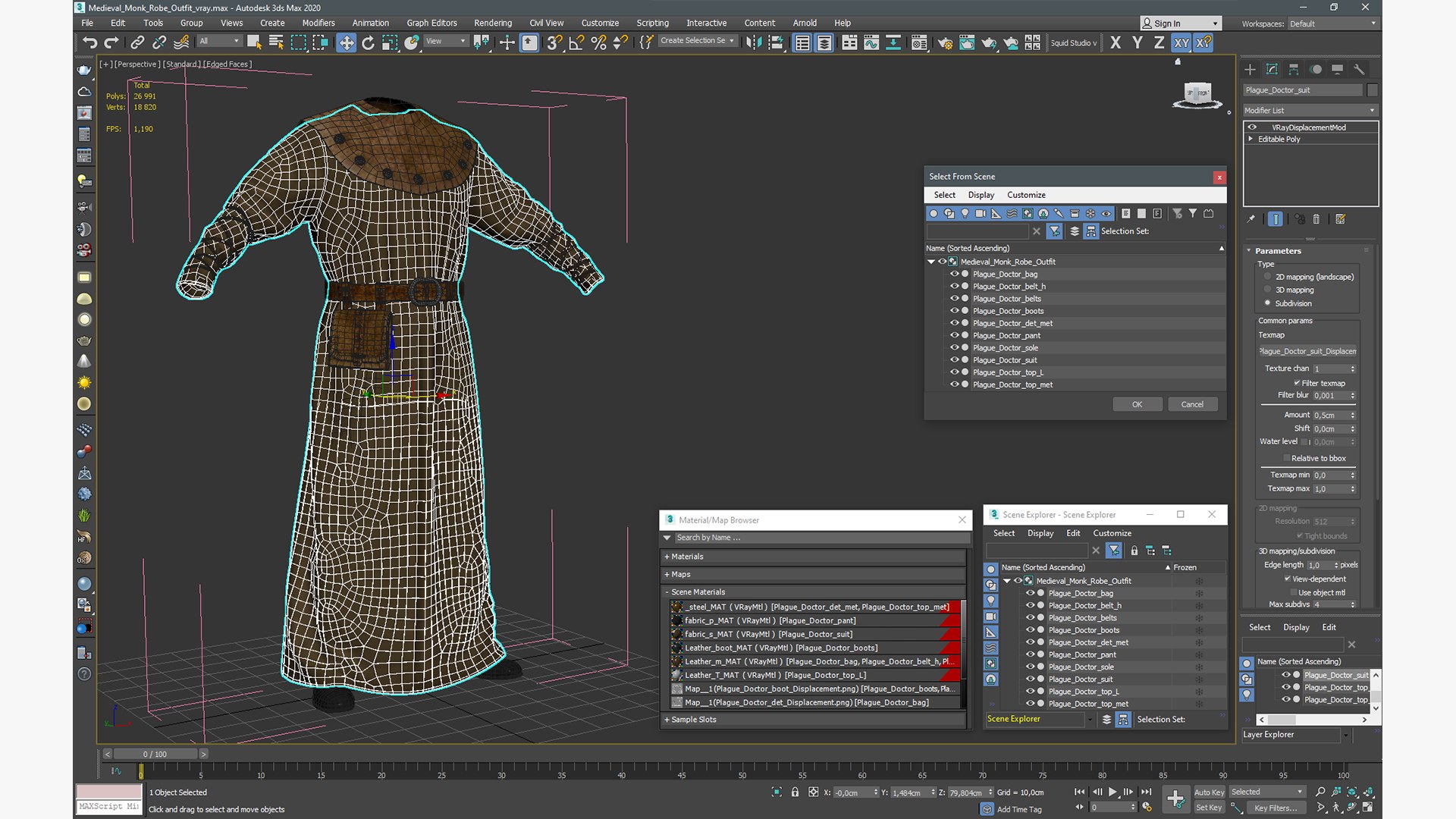 Medieval Monk Robe Outfit 3D - TurboSquid 2402326