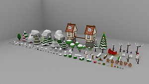 3D Low Poly Christmas Pack 01