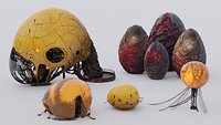 Organic Alien Building Structures Collection