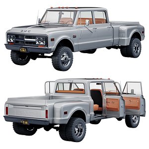 3D GMC 2500 crew cab 1968 model