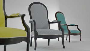 3D model French armchair Voltaire