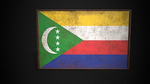 Old Picture Frame With Comoros  Flag - Game Ready PBR Low-poly 3D Model 3D model