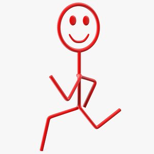 Running Stickman Red 3D model