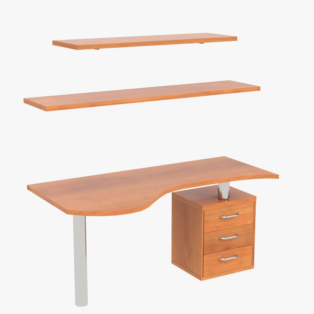 desk drawers shelf 1 3d model
