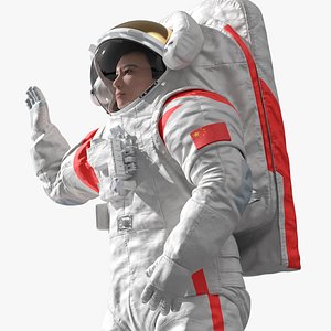 Moon Landing Spacesuit in Waving Pose Fur 3D