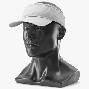 Sports Visor on Male Mannequin Head White 3D model