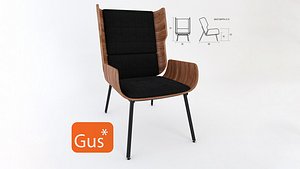 3D Gus Modern Elk Chair Laurentian Onyx