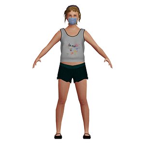Young Blonde LowPoly Woman in Mask